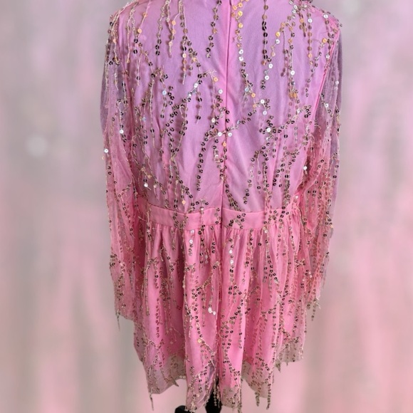 Double Crazy Pink Sequin Baby Shower Special Occasion Party Mini dress size 1X - Picture 5 of 13